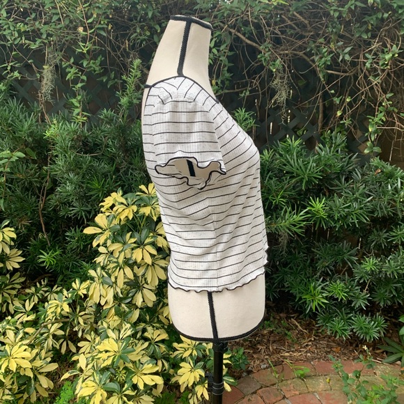 BCBGeneration Striped Ribbed Open Back Crop Top - Picture 3 of 6